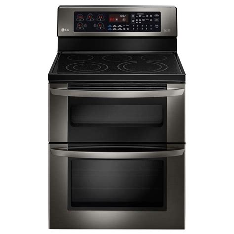 black electric stove with double oven